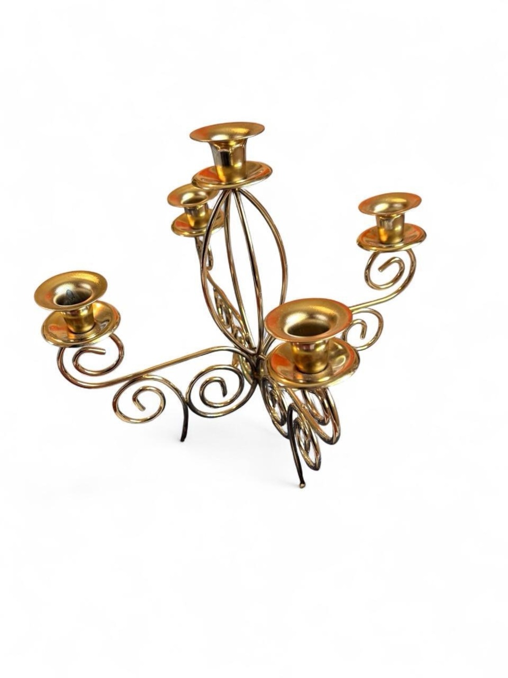 Gold Metal 5-Arm Candelabra Candle Holder